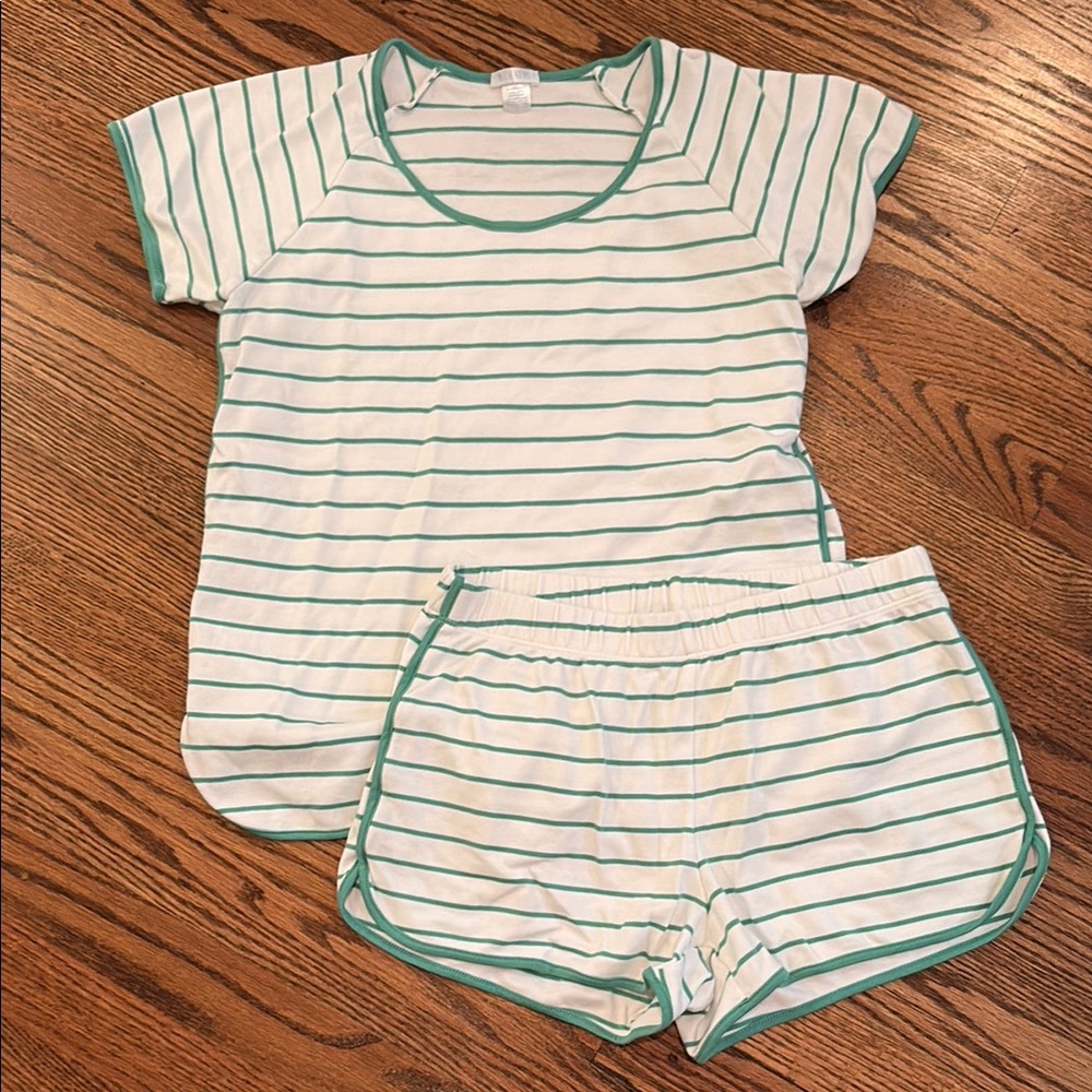 LAKE Pajamas Striped Set - Green and White